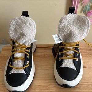 Converse Black and White Sneakers with Gold Laces